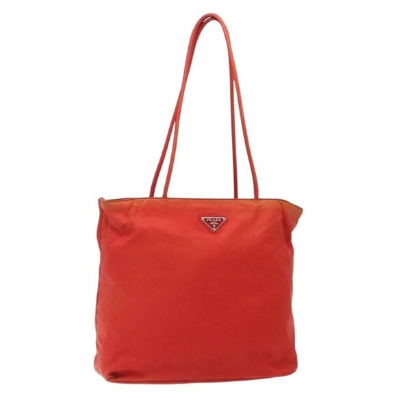 PRADA Tote Bag Nylon Red Silver Auth 138850 - Picture 1 of 16